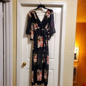 Black floral maxi dress